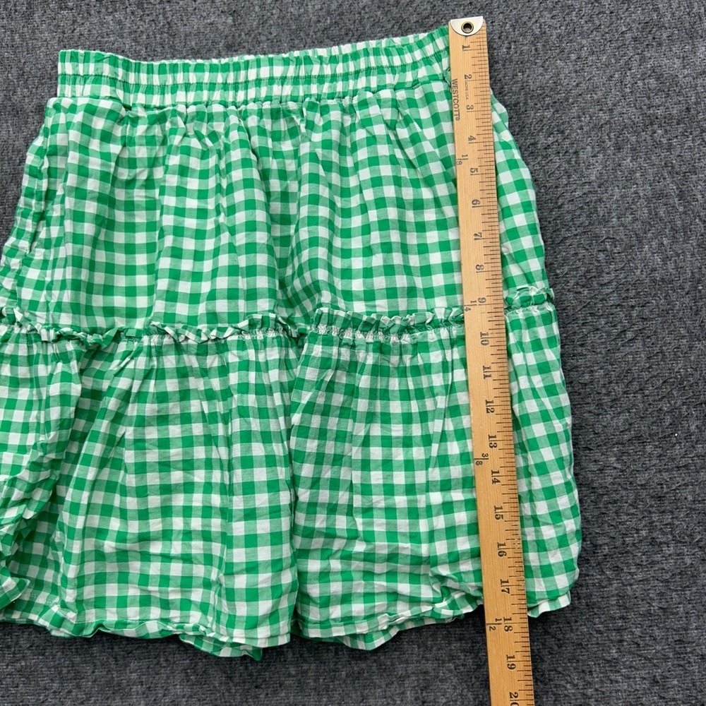 Draper James RSVP Skirt Small Green Gingham Ruffled Western Cottagecore Preppy - Picture 5 of 9